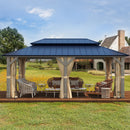 EROMMY 12' x 20' Outdoor Hardtop Gazebo with Cedar Frame and Powder Coated Metal Roof, Vintage Grey-Erommy